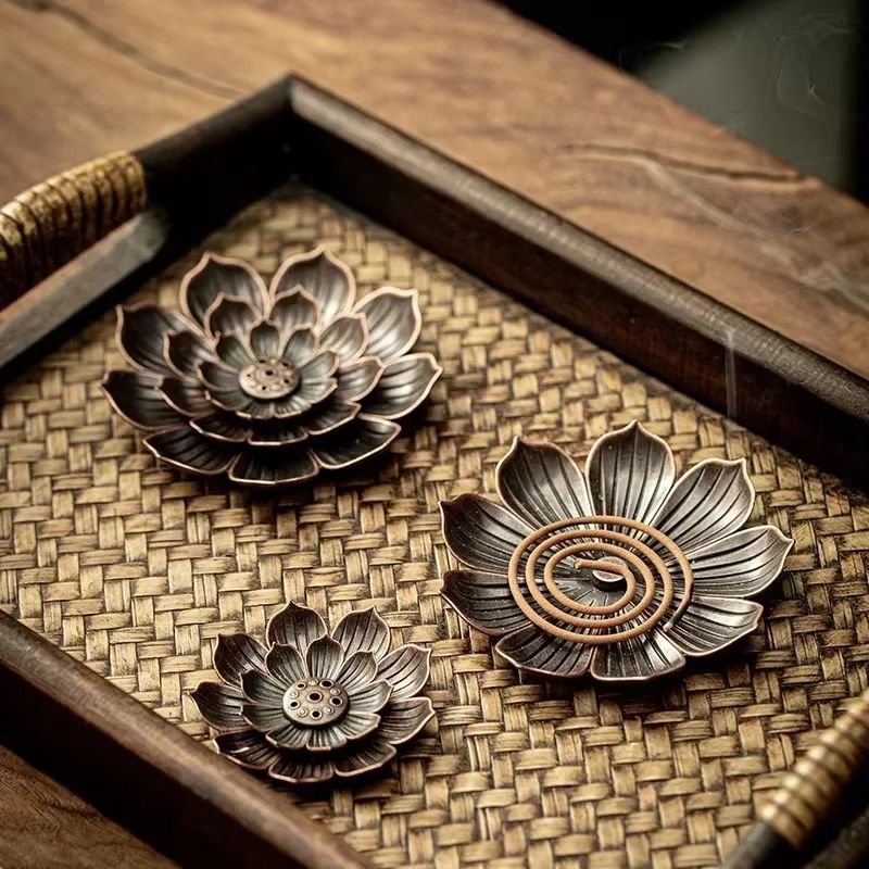 Zen Lotus Incense Holder Plate for Sandalwood Sticks and Cones