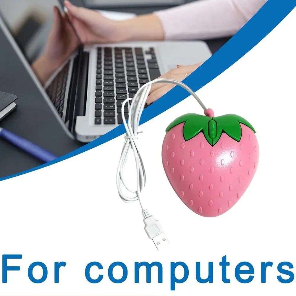 Creative Strawberry Shaped Mini Wired Mouse