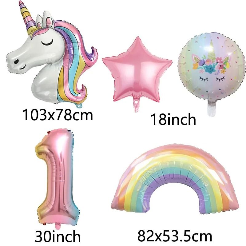 32-Inch Rainbow Unicorn Gradient Number Balloon