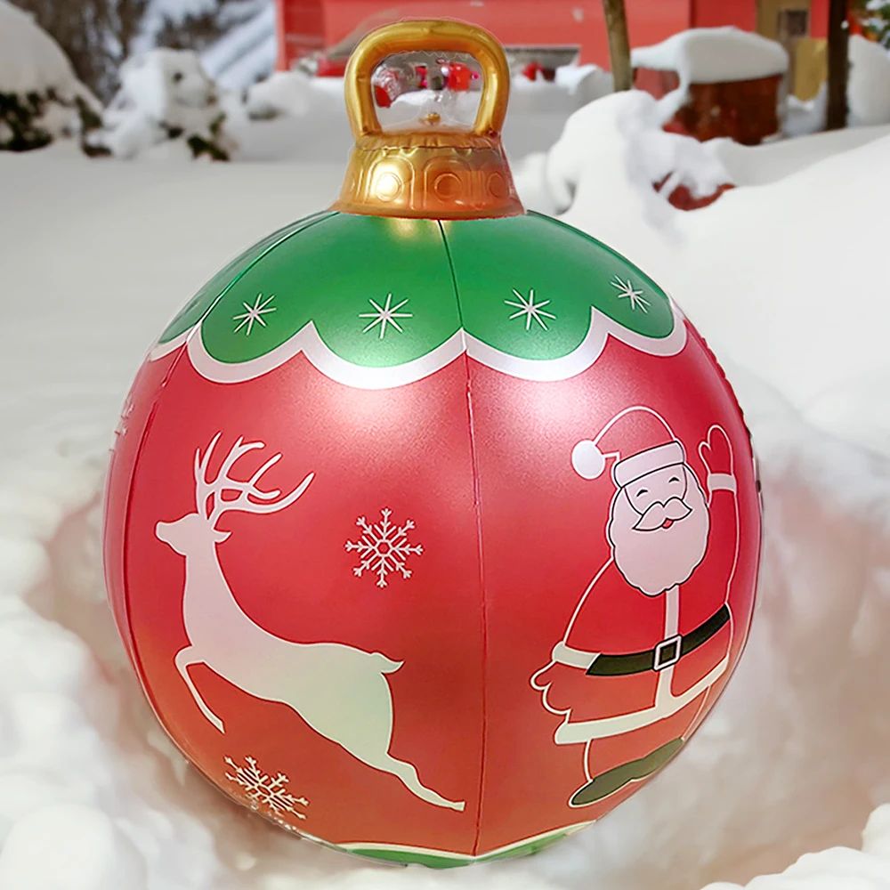 60cm Inflatable Christmas Candy Ball – PVC Santa & Tree Ornament for Outdoor Holiday Decor