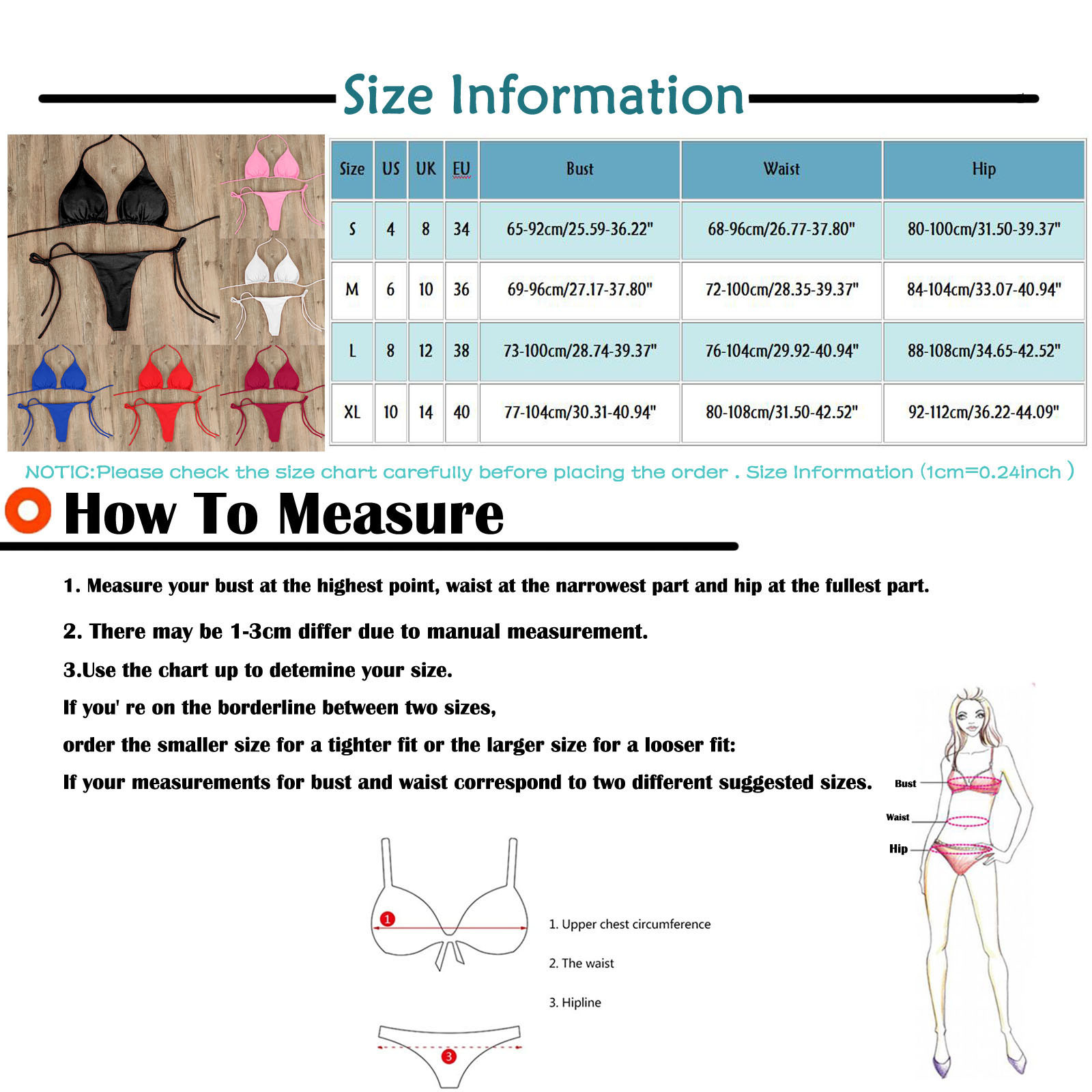 Sexy Summer Swimsuit Women Bikini Set, Push-up Padded Bra, Thong Swimwear, Beachwear Bathing Suit