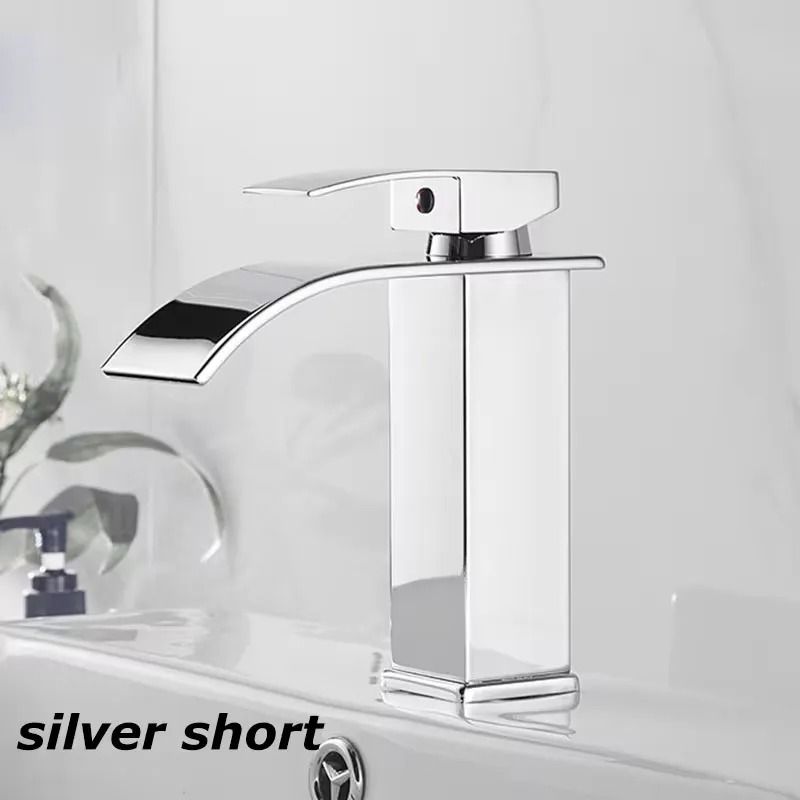 Modern Waterfall Bathroom Sink Faucet Dual Control Hot and Cold Mixer Tap