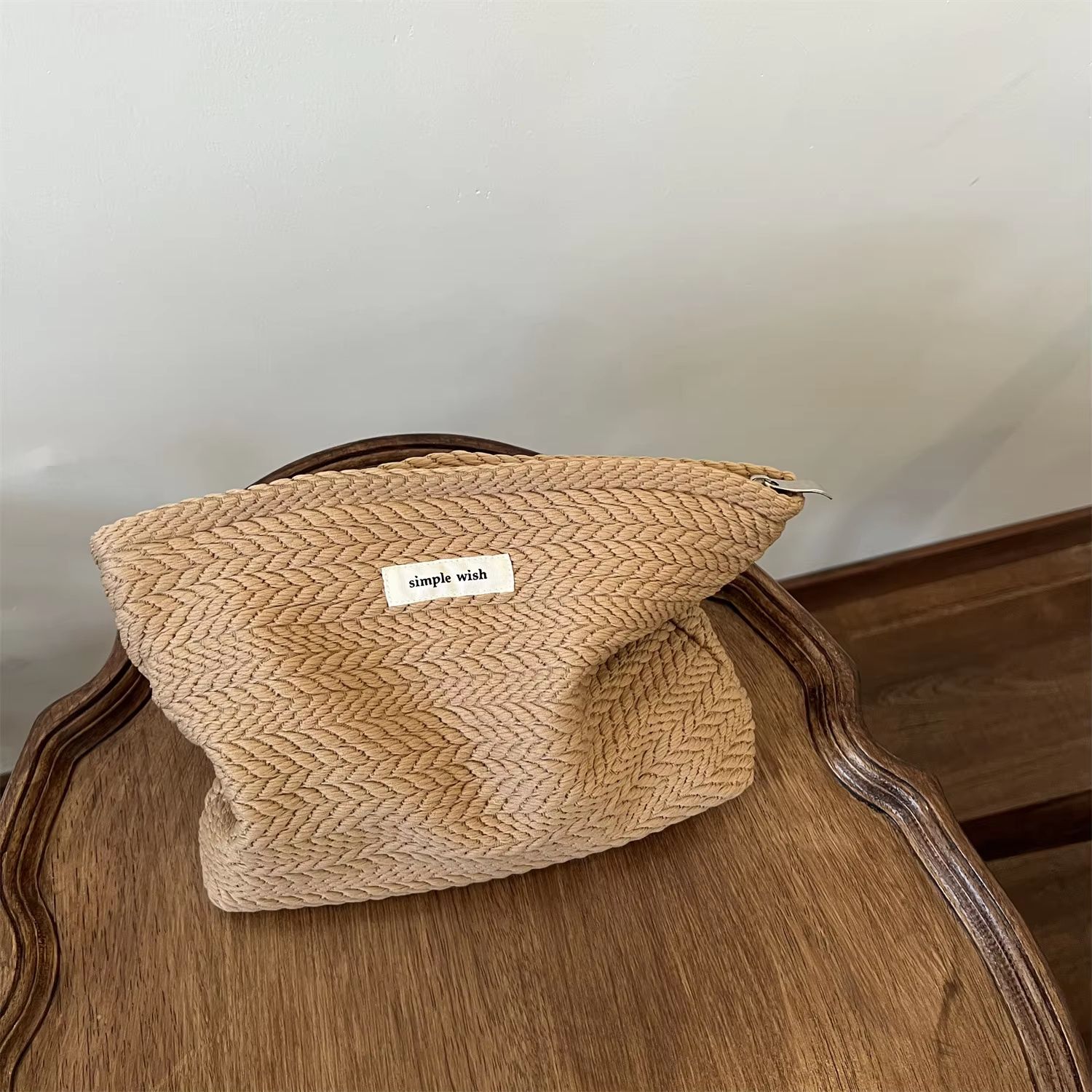 Artistic Handwoven Cotton Makeup Bag Crochet Cosmetic Pouch with Zipper