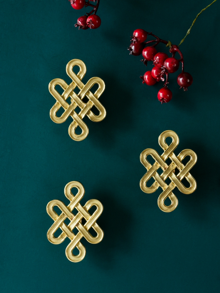 Chinese Knot Brass Cabinet Handles for Drawers Wardrobes and Kitchen Cabinets