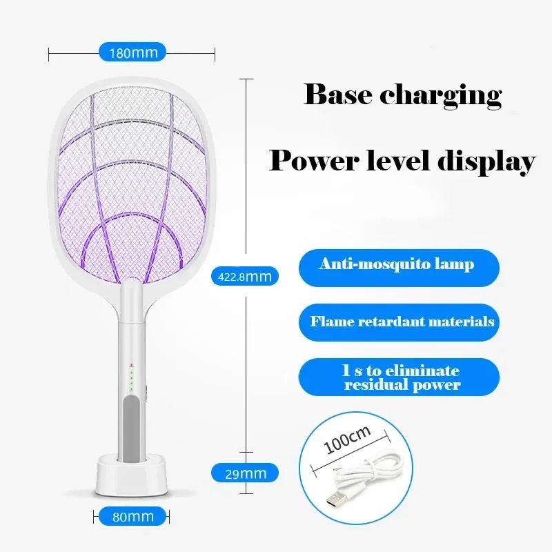 USB Rechargeable Mosquito Killer Fly Swatter with Charging Base