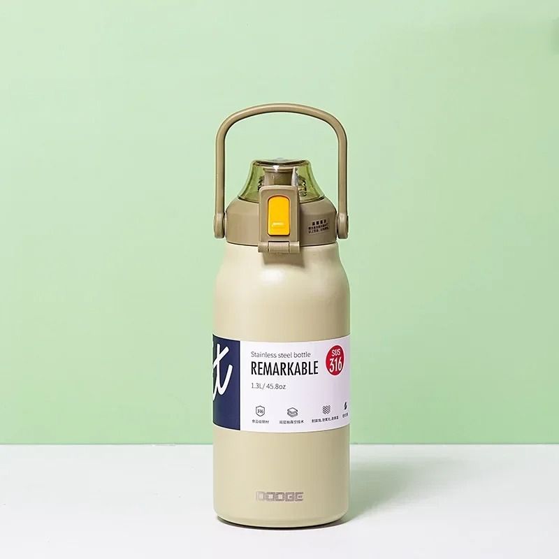 Large Capacity Stainless Steel Tumbler Thermos Bottle with Straw and Lock Lid