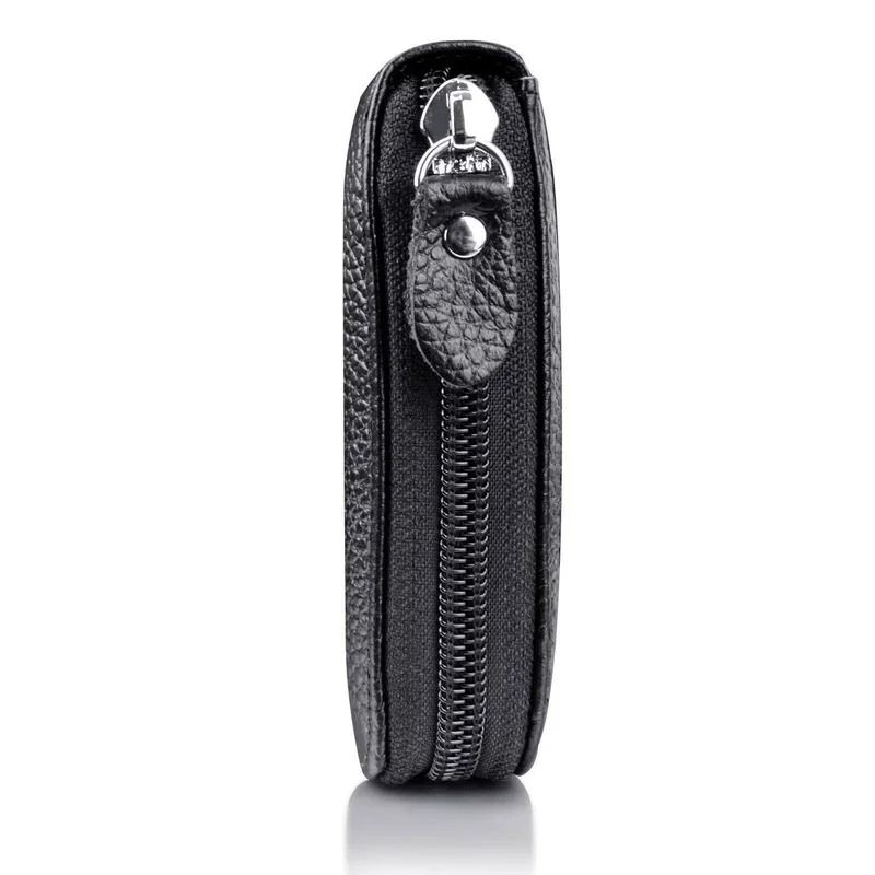Mens PU Leather Wallet with RFID Blocking and Zipper Pocket