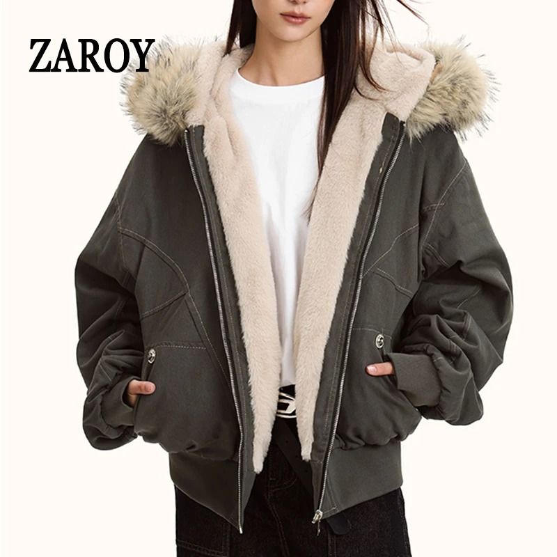 ZAROY Fur Collar Hooded Parka