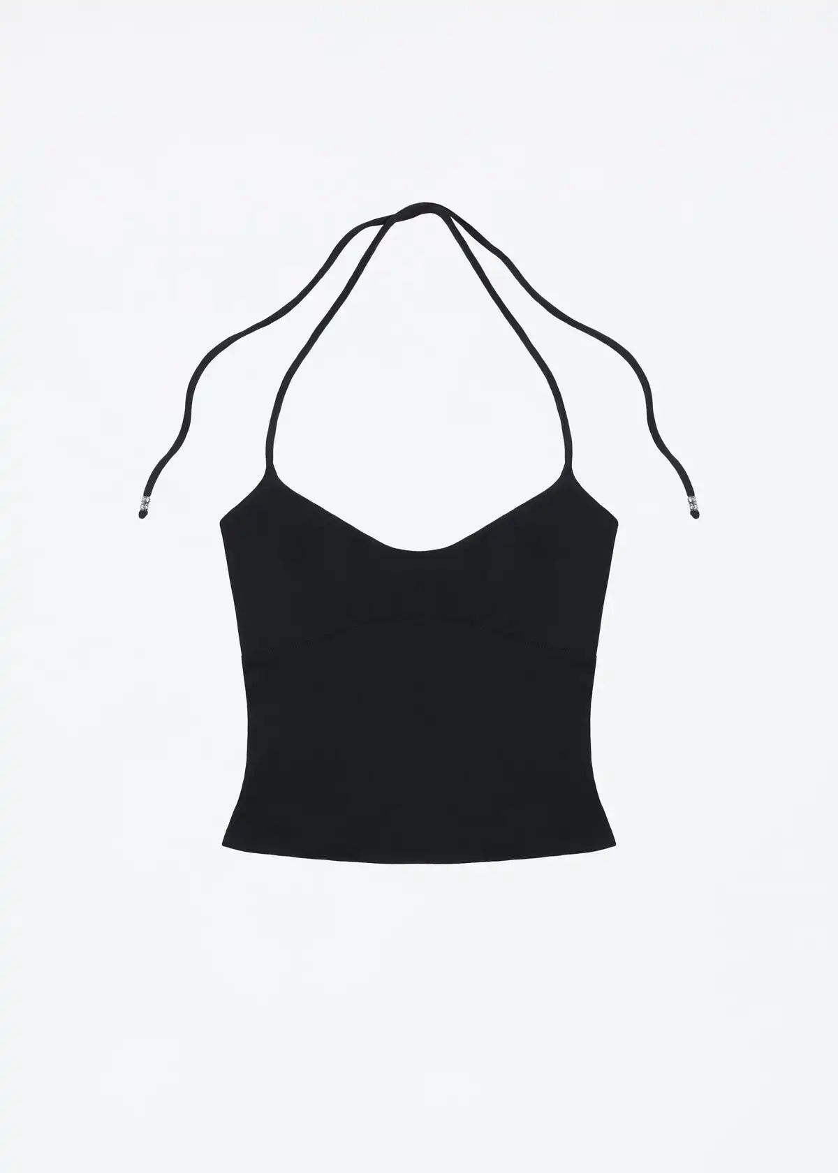 Open-Back Halter Cami Top – Stretchy Self-Tie Sexy Tank with Metal Detail