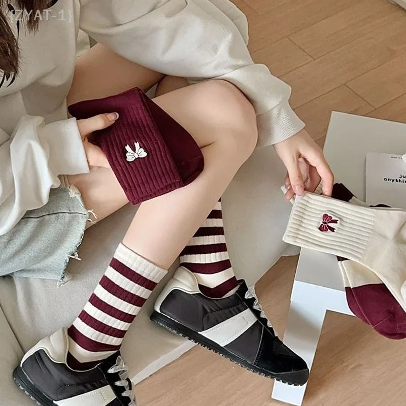Cotton Knitted Warm Mid Calf Socks for Women