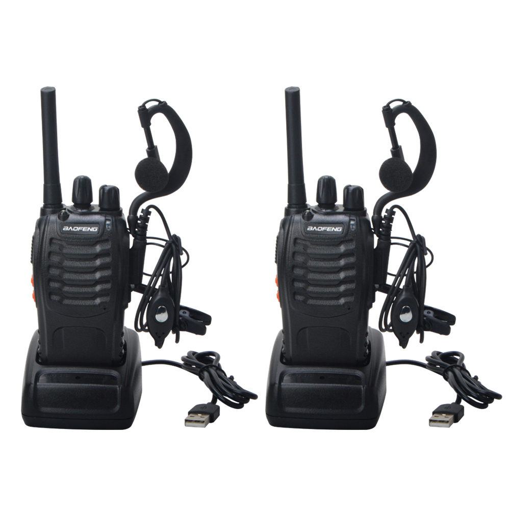 Portable Walkie Talkie UHF Two-Way Radio with USB Charger & Headset
