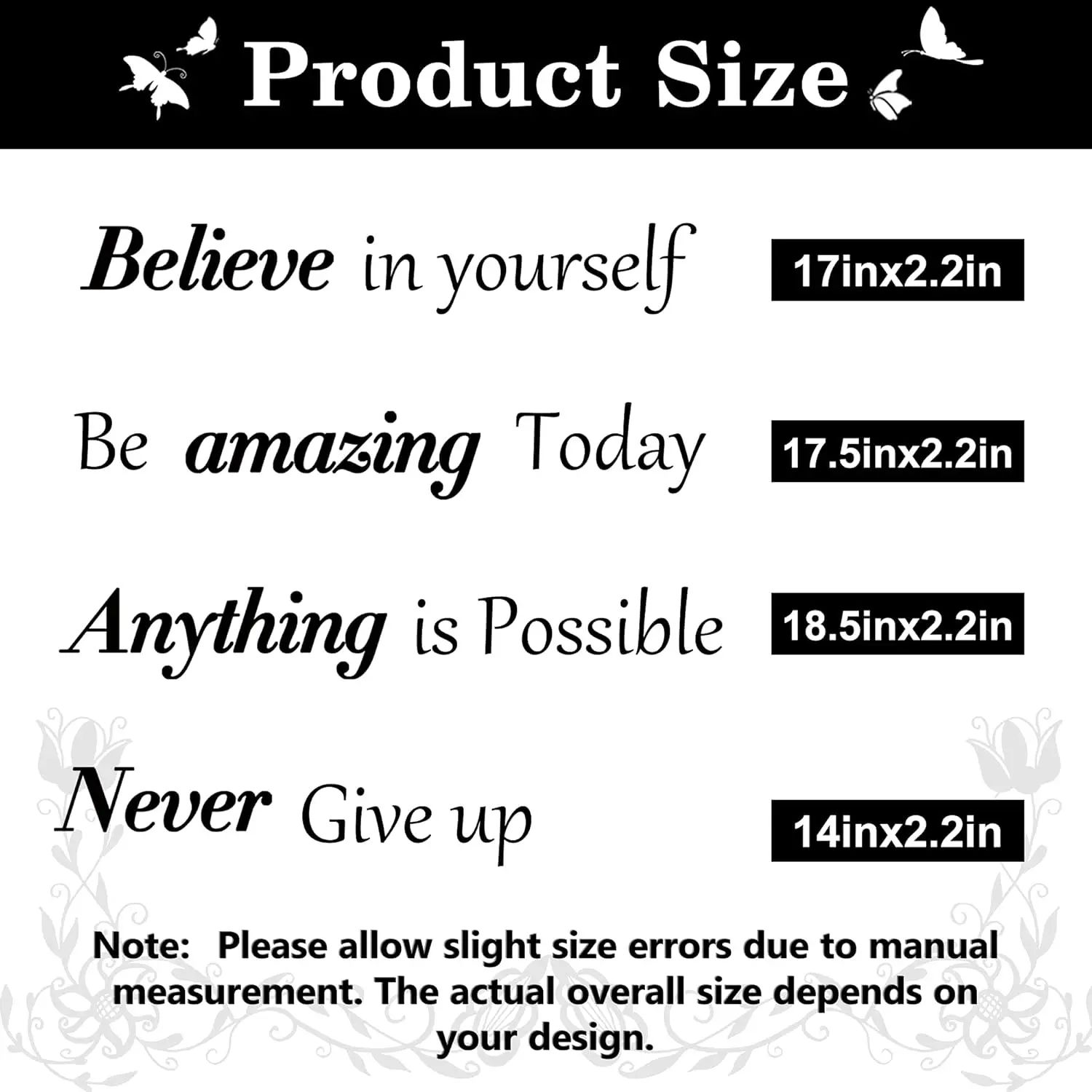 Motivational Wall Sticker Butterfly Quote Decor for Positive Home and Office Spaces