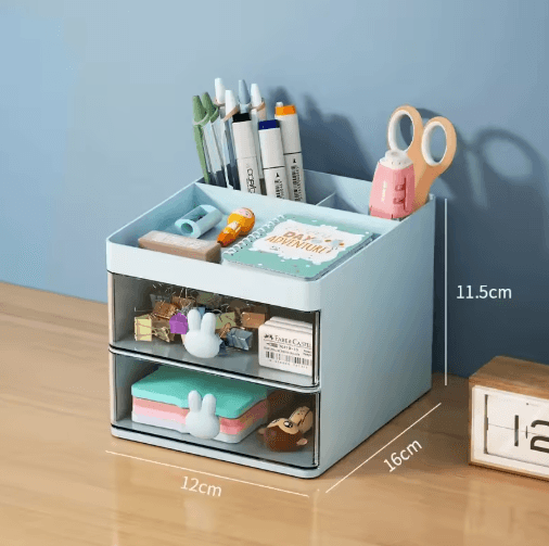 Compact Drawer Desktop Organizer – Multi-Compartment Desk Storage Box for Cards, Phones & Cosmetics