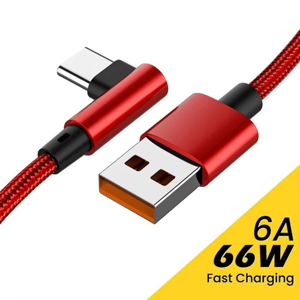 66W 6A High-Power 90-Degree Elbow Fast Charging USB-C Cable
