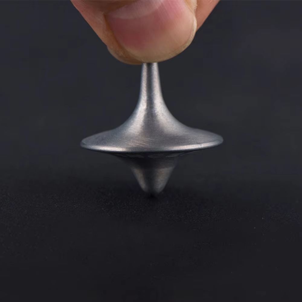 Metal Gyro Precision Silver Spinning Top with Movie Totem Print