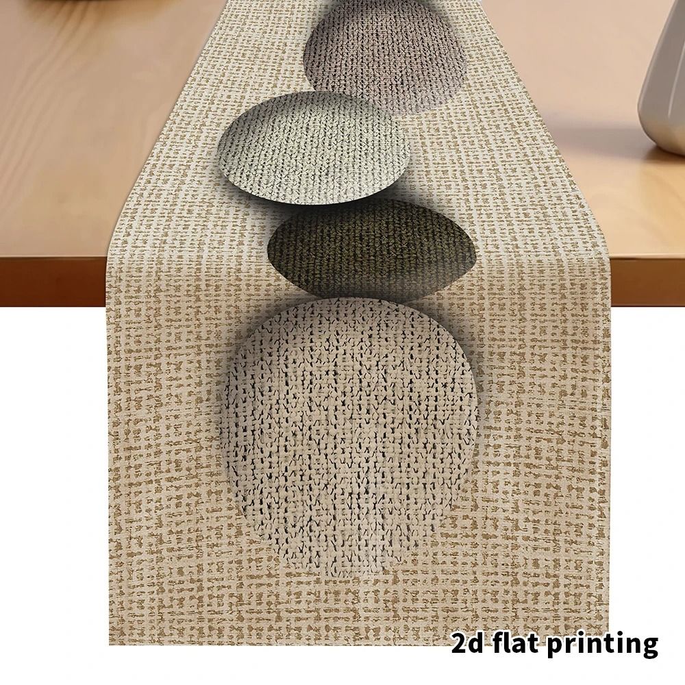 Pebble Pattern Textured Table Runner – Earth-Toned Neutral Fabric for Modern Minimalist Dining & Home Decor