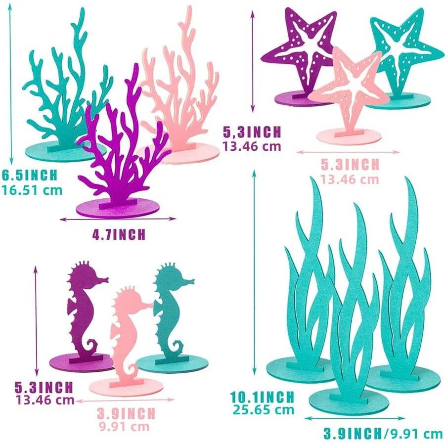 12 Piece Mermaid Birthday Table Centerpieces