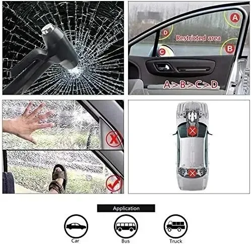 Emergency Car Safety Hammer with Window Breaker & Seat Belt Cutter