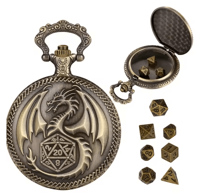 Vintage Dragon Polyhedral Dice Pendant Necklace