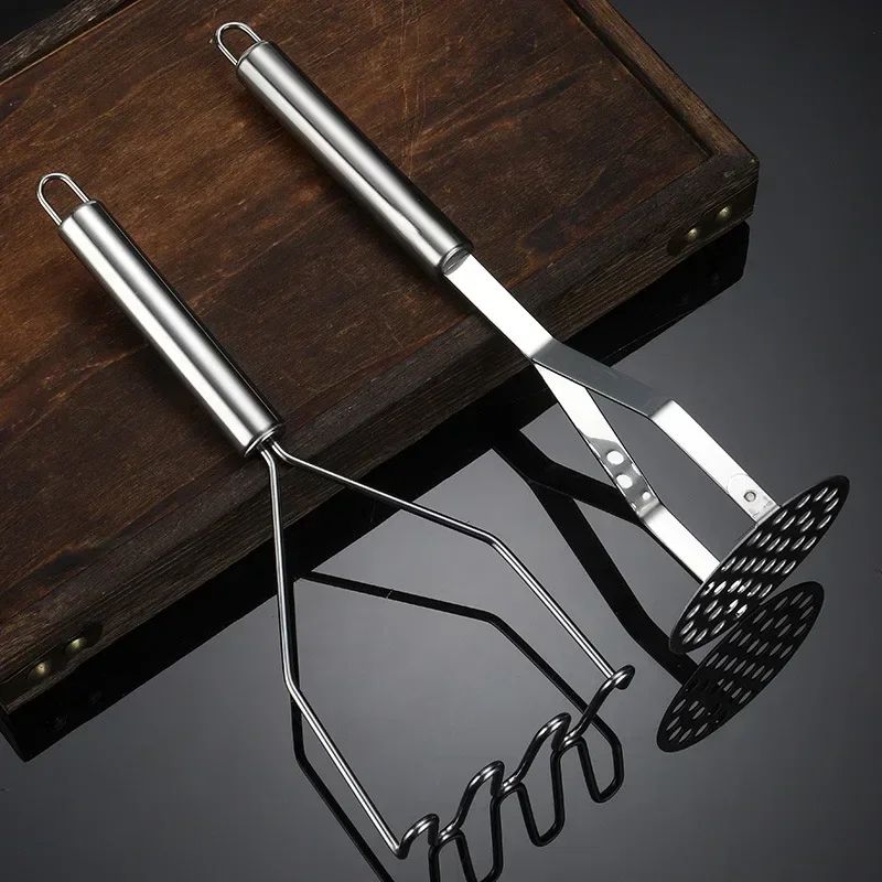 Stainless Steel Potato Masher & Baby Food Press – Heavy-Duty Manual Vegetable Masher
