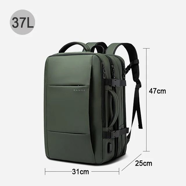 BANGE Expandable Men Backpack Waterproof 17.3 in Laptop Travel Bag