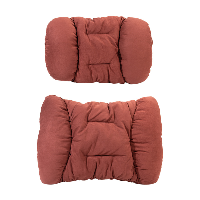 Suede Comfortable Neck Protection Pillow, High-End Plush Car Headrest, Soft Waist Cushion for Vehicle