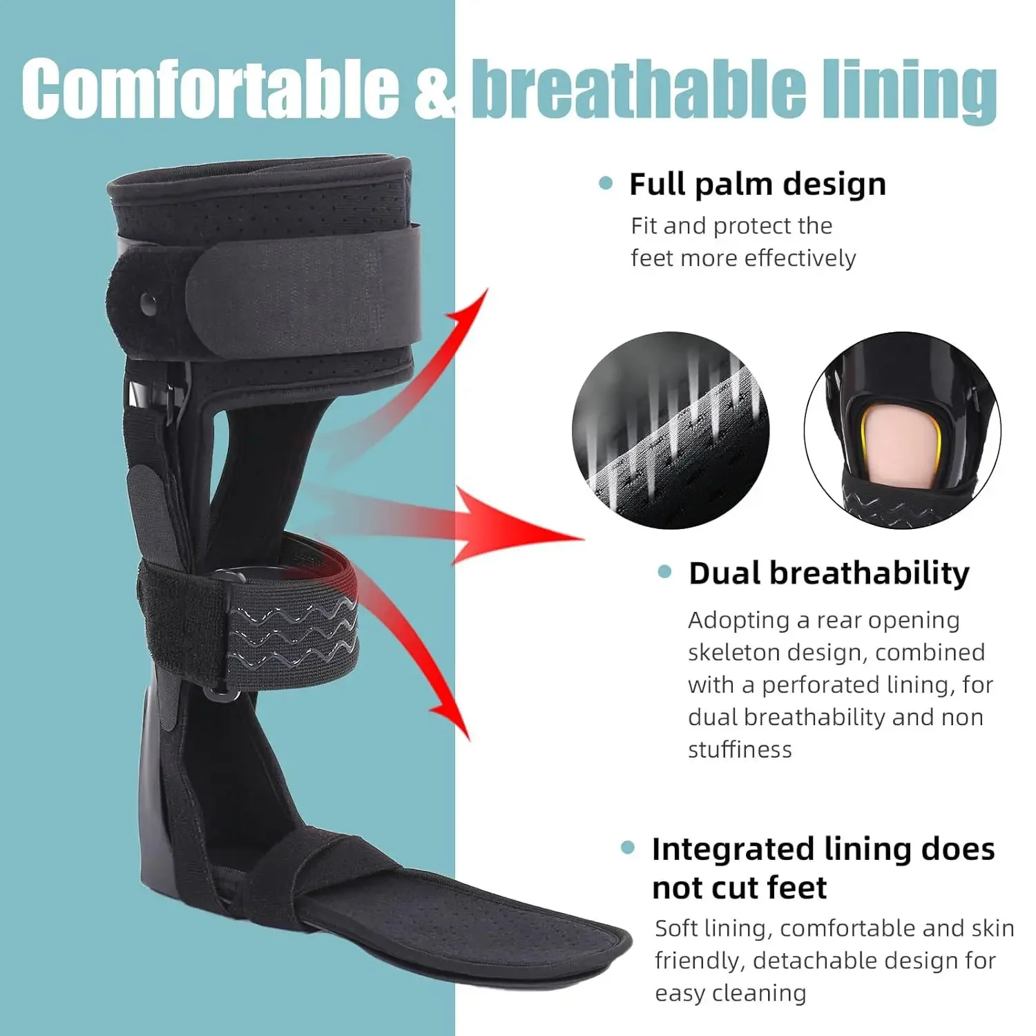 Adjustable Foot Drop Support Brace, Medical Ankle Foot Orthosis for Stroke & MS Foot Drop, Men & Women