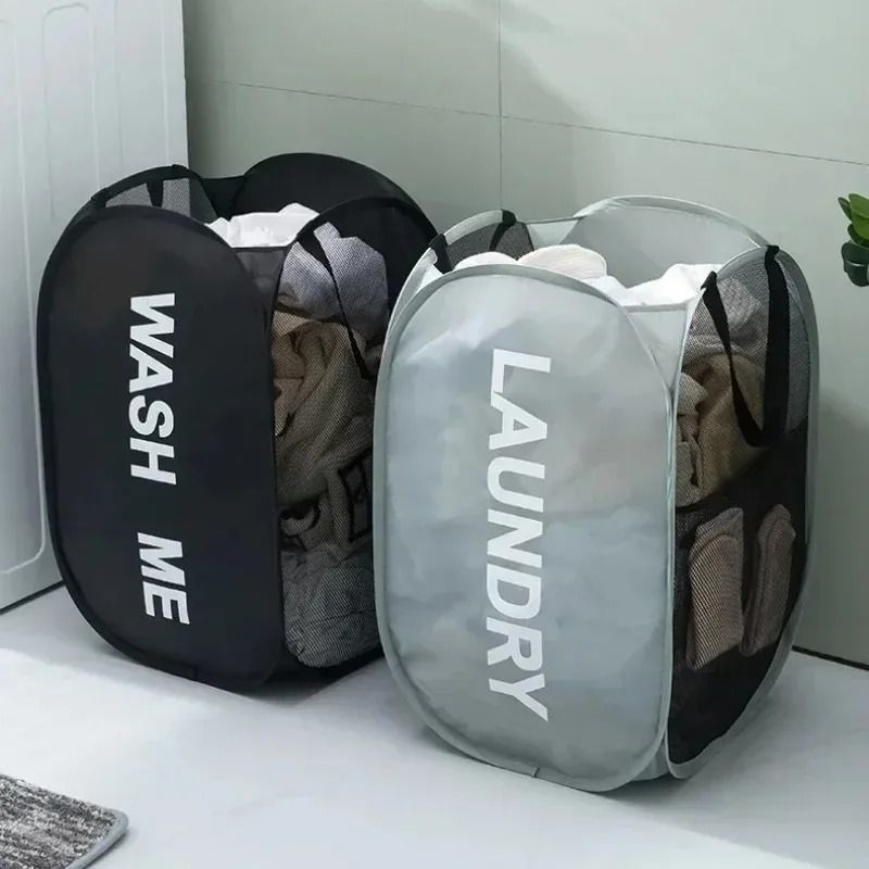 Durable Folding Mesh Laundry Basket and Toy Storage Organizer