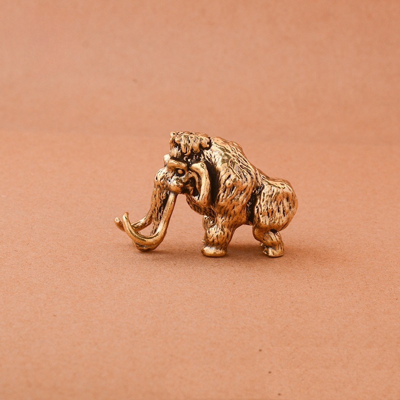 Antique Bronze Mammoth Figurine Miniature Animal Sculpture Desk Ornament
