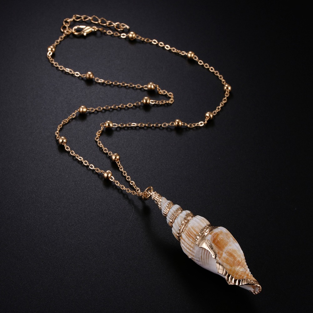 Boho Shell Necklace Cowrie Conch Pendant Beach Jewelry for Women