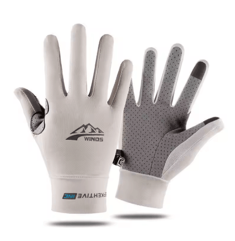 Ice Silk Full Finger Gloves Breathable Anti Slip Sunscreen Gloves for Cycling Fishing and Driving