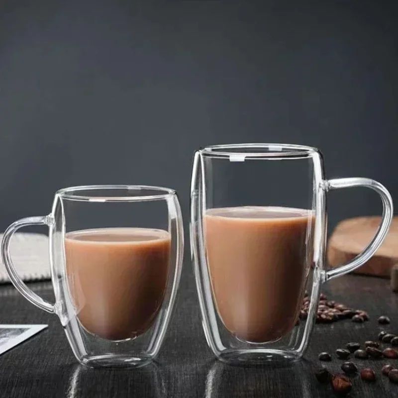 Double Wall Transparent Borosilicate Glass Coffee Cup – Insulated Espresso & Milk Mug