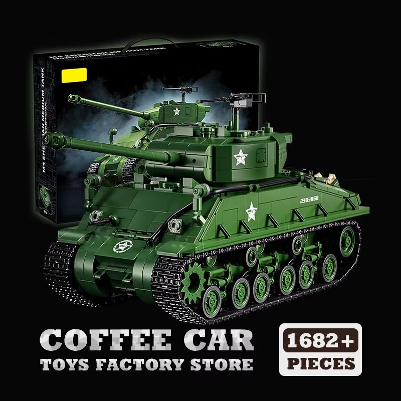 WWII US Army M4 Tank Building Blocks Set Military Model Puzzle Toy