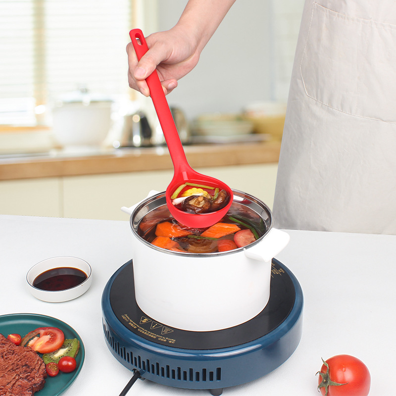 Premium Silicone Soup Ladle Heat Resistant Long Handle Ramen Spoon