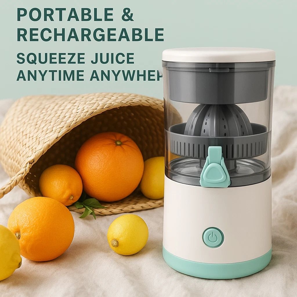 Rechargeable Hands-Free Electric Citrus Juicer, Masticating Orange Lemon Squeezer