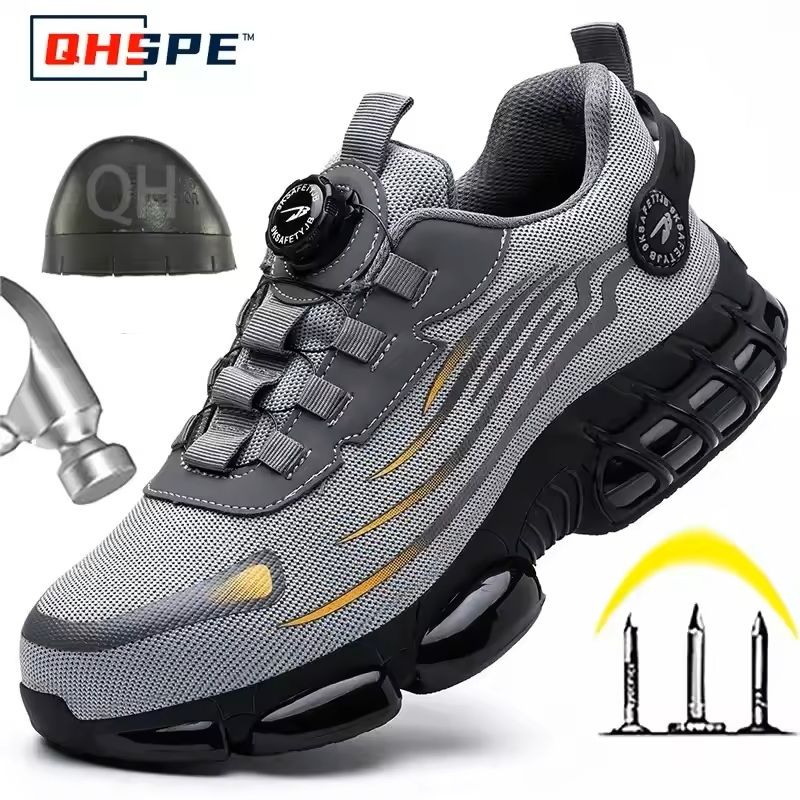 Men's Rotating Button Safety Shoes with Steel Toe Protection