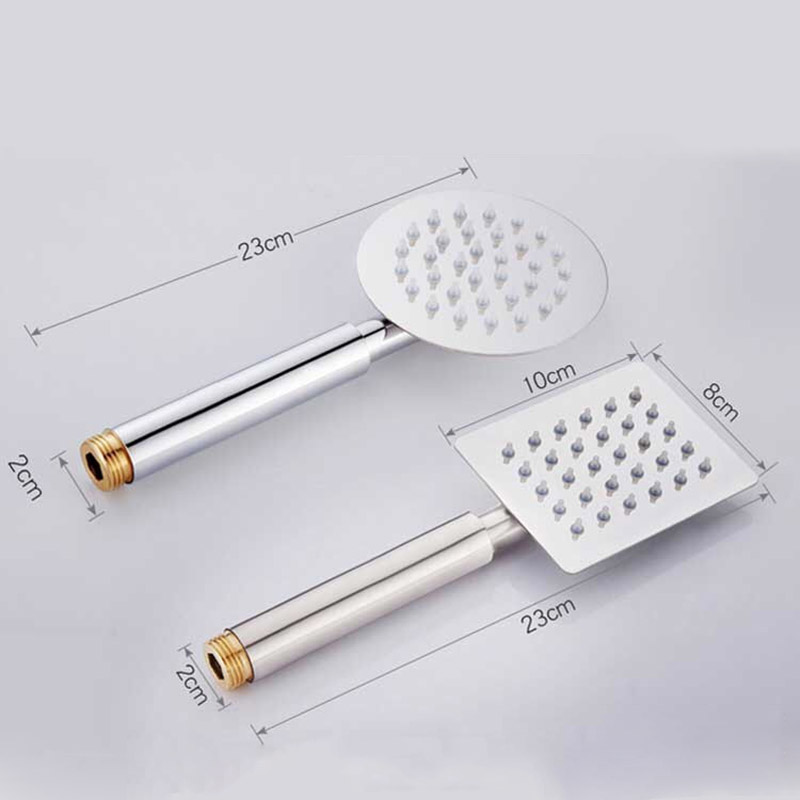 Booster Shower Head Handheld Set Stainless Steel Silicone Water Outlet Round Square
