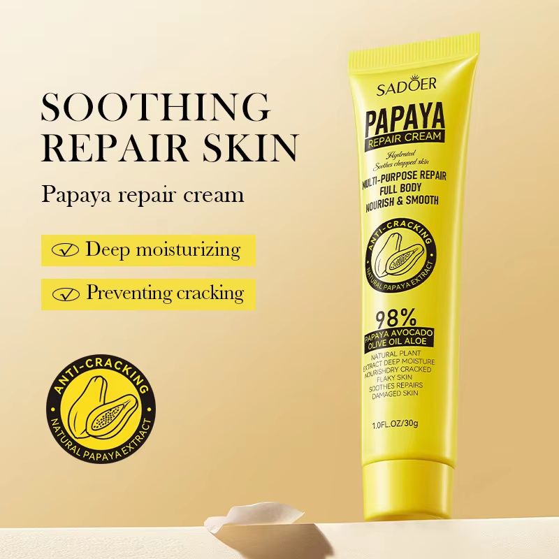 SADOER Papaya Repair Cream Hydrating Papaya Moisturizing Cream for Anti Cracking Skin and Deep Body Moisturizer