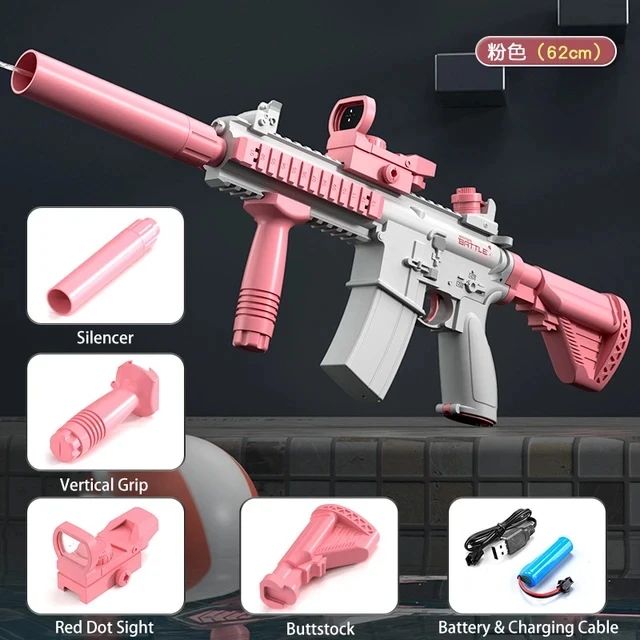 Electric Water Gun with LED Light – Rechargeable Automatic Water Blaster, High-Pressure Continuous Spray