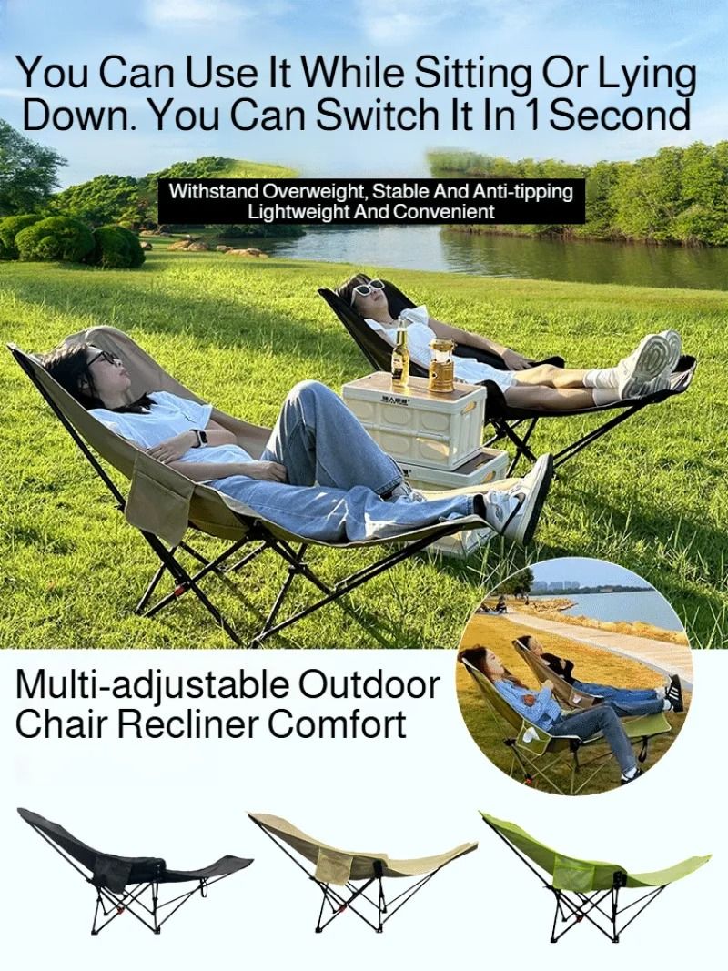 Portable Folding Recliner Chair with Headrest & Leg Rest