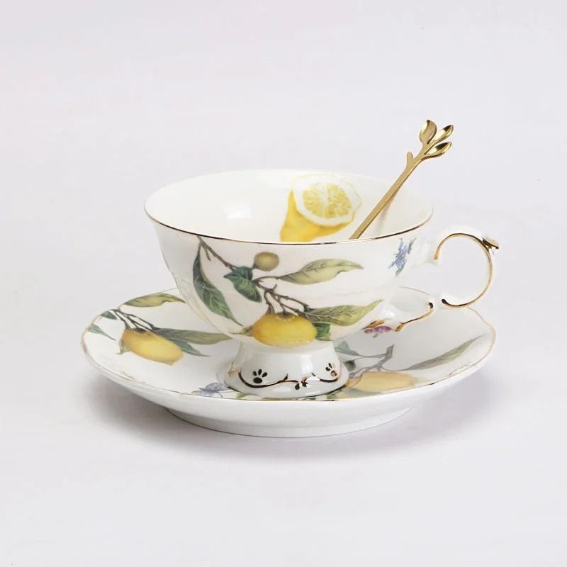 European Style Lemon Pattern Ceramic Dining Set – Elegant Dinner, Steak & Dessert Plates