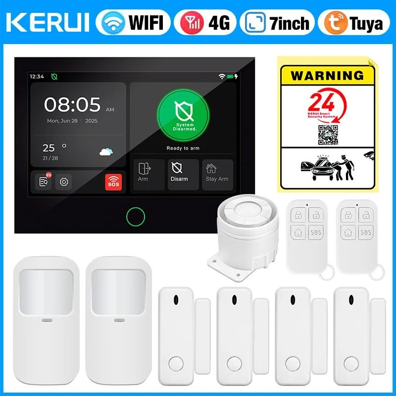 KERUI 7-Inch IPS Touchscreen 4G+WiFi Smart Home Alarm System (G70)