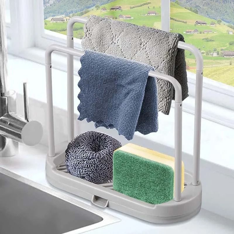 Kitchen Rag Drain Stand Sink Drainage Shelf Storage Basket for Sponge Rag Wire Ball