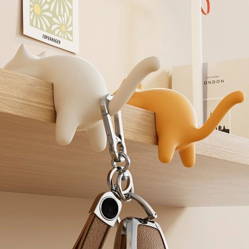 Cat Design Desk Bag Hook No Drill Table Hanger