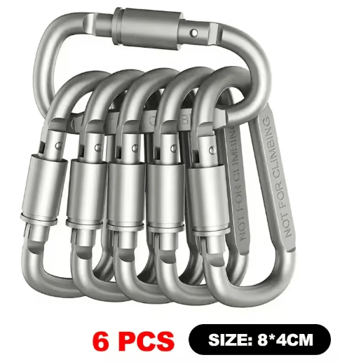 6-Pack Tactical Aluminum Carabiner Keychain Hooks for EDC & Outdoor Use