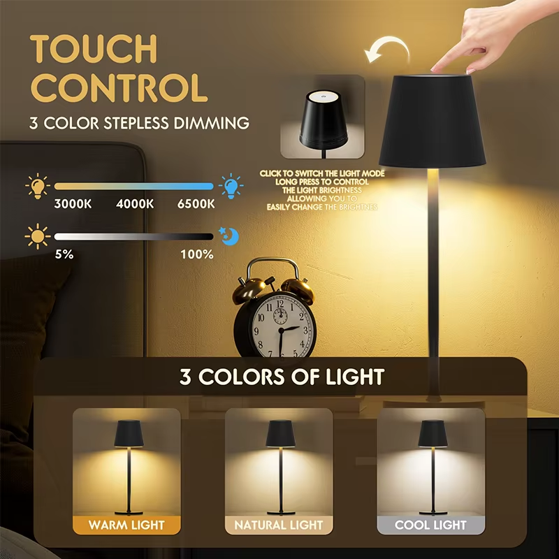 USB Rechargeable Wireless Wine Bottle Lamp LED Table Light with Touch Control for Bar Cafe Atmosphere Decor