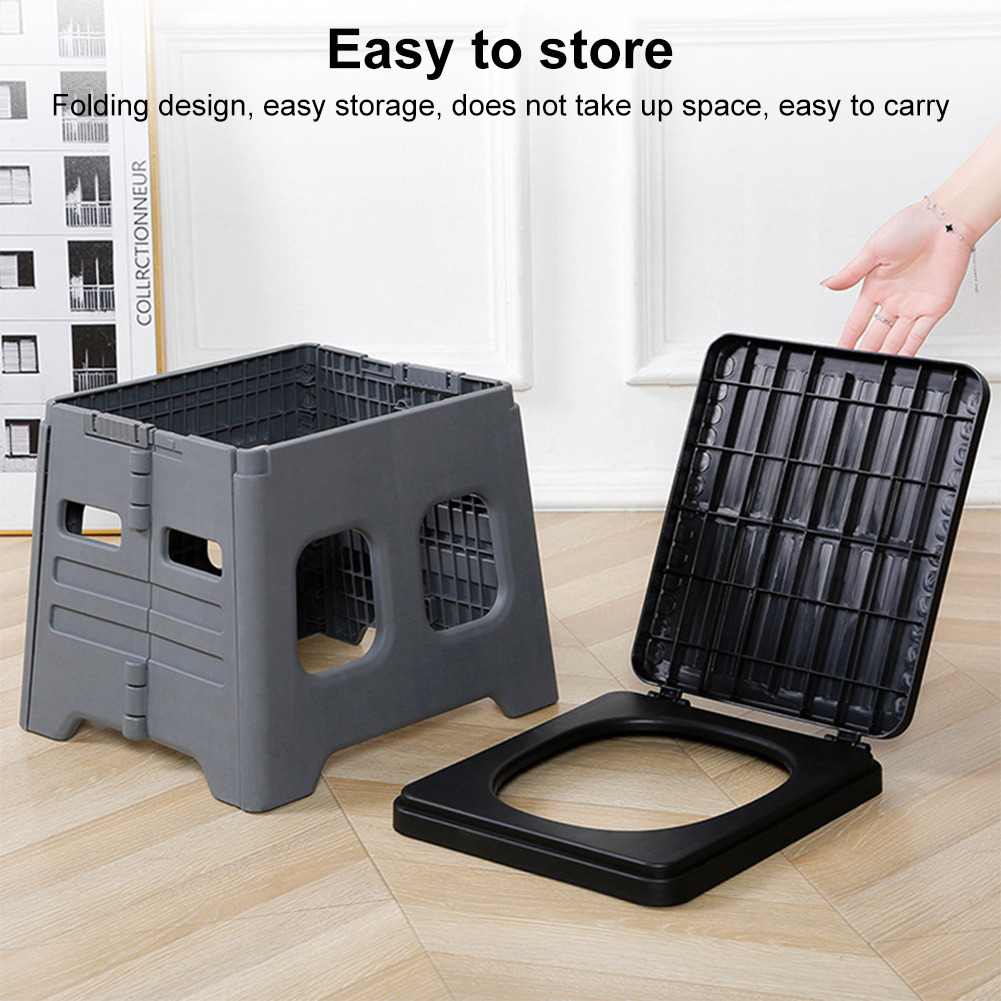 Portable Camping Toilet Foldable Travel Toilet with Lid Compact Outdoor Emergency Toilet