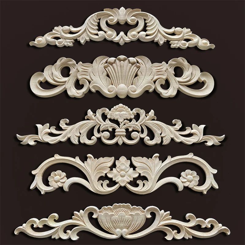 Vintage Floral Wood Appliques for Furniture Decoration