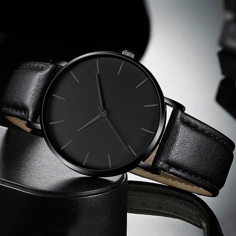 Fashion Mens Quartz Wristwatch, Luxury Leather Bracelet, Casual Business Watch