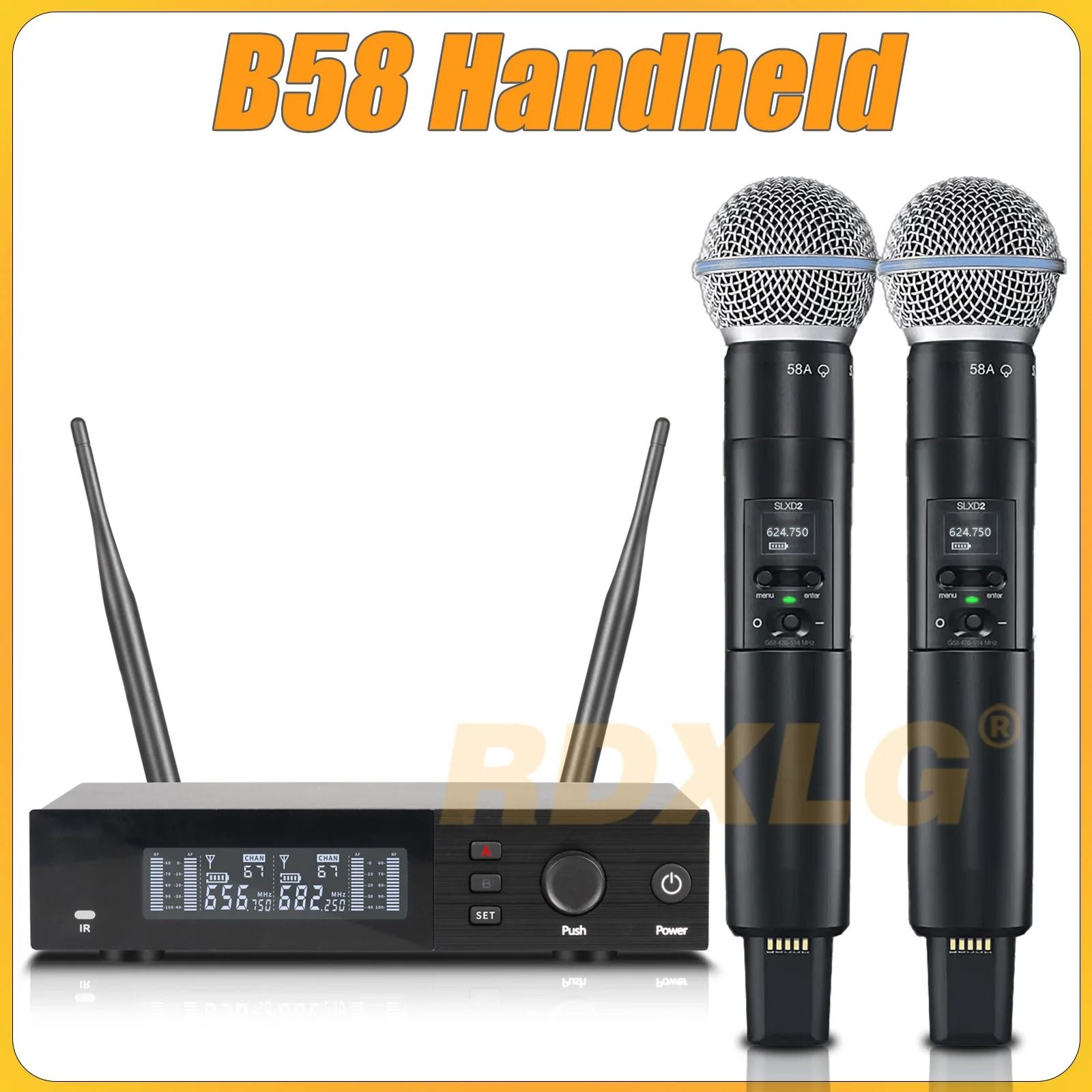 SLXD4 Professional Dual Wireless Microphone System with Two Handheld UHF Microphones